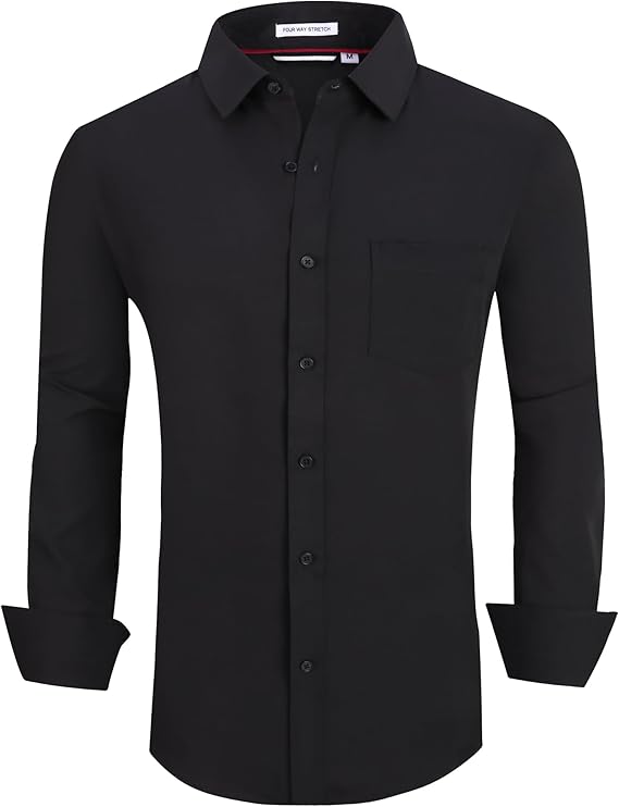 Alex Vando Mens Dress Shirt Wrinkle Free Regular Fit 4-Way Stretch Button Down Shirts