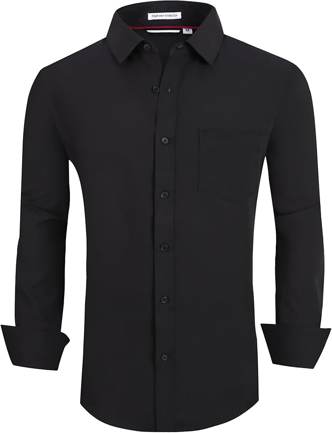 Alex Vando Mens Dress Shirt Wrinkle Free Regular Fit 4-Way Stretch Button Down Shirts