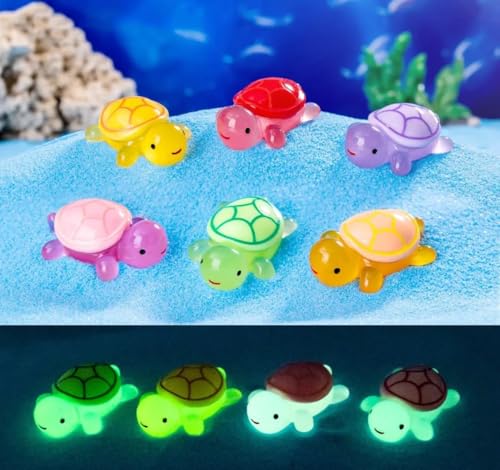 Image of VRB Dec 1 Set Miniature Showpiece Set for Home Decor,Car Dashboard,Valentine,Living Room,Gifts Figurines,Cake Decoration Items,Figurines for Home Decor. ((10 Pcs Glowing Turtle Miniature))