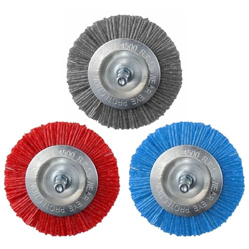 Image of 3Pcs 3Inch Abrasive Nylon Wheel Brush Set,Abrasive Filament Nylon Cup Brush with 1 /4 Inch Hex Shank for Surface Pre-Treatment of Various Metals
