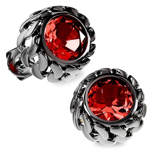 Black Studs Earrings for Men Cubic Zirconia Emerald Garnet Earrings for Women Unique Cuban Link Styled Hypoallergenic Jewelry