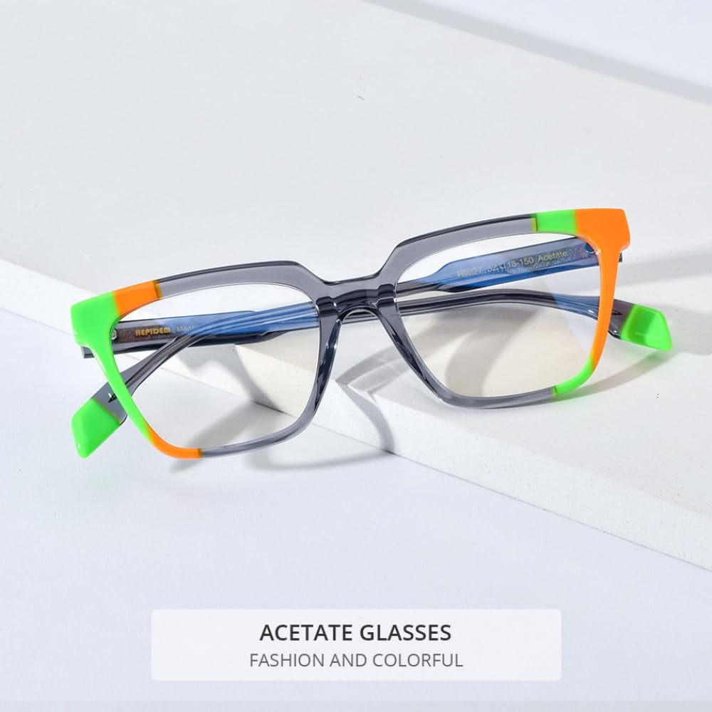 MUTYNE Mehrfarbige Acetat-Brillengestelle für Herren, Retro, quadratisch, für Damen und Herren