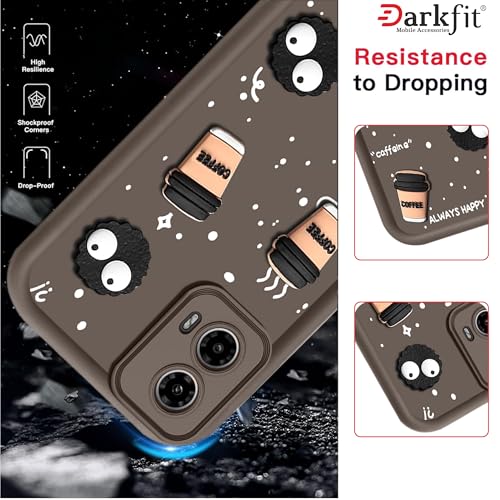 Image of Back Case Cover Compatible with Motorola Moto G34 5G | Cute Fun Cartoon Ball 3D Coffee Silicone Case | Body Protection | Camera Protection | Shock Proof | Color Brown | Pack of 1