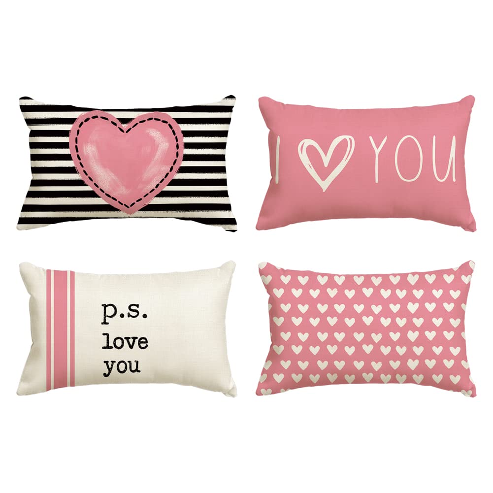 Coussin Saint Valentin rose pour décoration de canapé cocooning