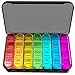 Produktbild Pillendose 7 Tage 4 Fächer, Tablettenbox 7 Tage 4 mal am Tag , Pillendose 7 Tage Morgens Abends, Tragbar Medikamentenbox zur Aufbewahrung von Tablets (Abnehmbar/Regenbogen schwarz)