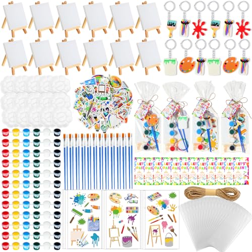 HyDren 158 Pcs Paint Party Favors with Mini Watercolor Paint Set and Accessories