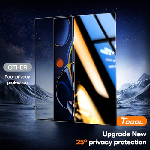 Image of TOCOL Privacy Screen Protector for Samsung Galaxy Z Fold 7 9H Hardness Military Grade Shatterproof HD Tempered Glass for Full Coverage Easy Installation 2 Pack