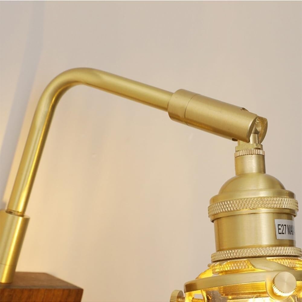 Nowoczesny mosiężny kinkiet ceramiczny klosz lampa ścienna z przełącznikiem nordycki retro drewno orzech kinkiety do sypialni przy łóżku salonu gabinetu E26/E27 gniazda