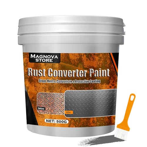 Image of Magnova 500gm Rust Converter Paint & Metal Primer, Water-Based Metallic Paint with Brush, Rust Remover Agent, Corrosion Protection, Long-Lasting Anti-Rust Coating for Interior and Outdoor Use (500 GM)