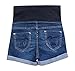 MIAMAMA Women's Maternity Elastic Adjustable Waist Denim Shorts Blue Jeans Button, Large