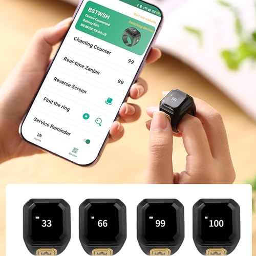 لينجي خاتم تسبيح ذكي، للصلاة الاسلامية، تذكير بتوقيت الصلاة، شاشة OLED، عداد تسبيح، خاتم ذكي، تقنية قابلة للارتداء، مقاوم للماء (22 ملم)