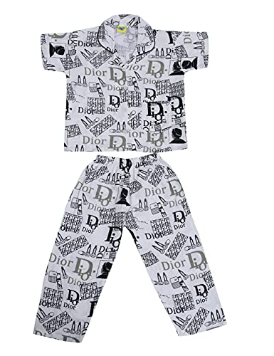 Image of A Little Swag Cotton Printed Night Dress Soft Night Suit Sleepwear Nightwear Set Unisex Kids Wear