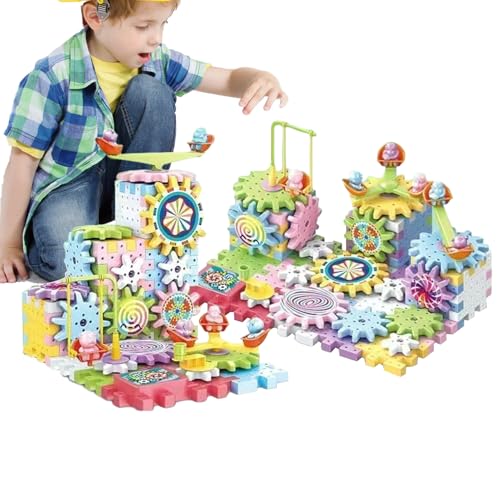 Yongmcxhhj Kids向けビルディングブロック | 電動回転ギア おもちゃ - 組立ギア STEM 教育 玩具 3歳以上,幼稚園教室学校保育園外出先
