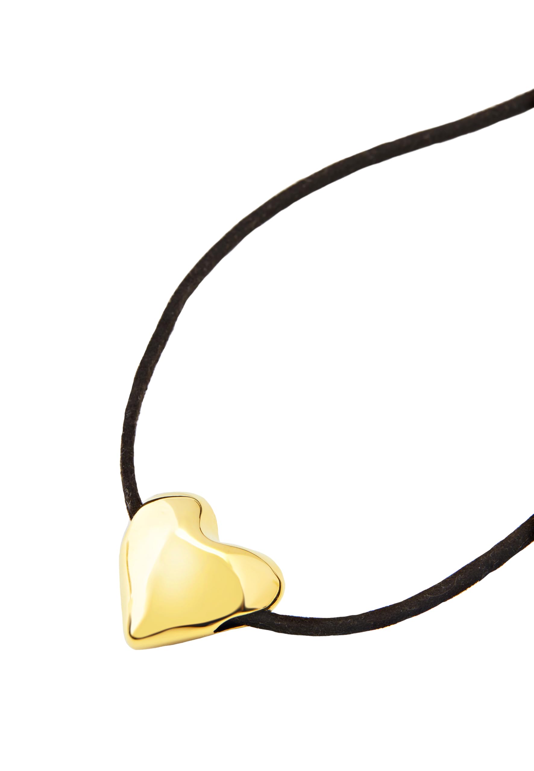 Breil, Collezione Big Heart, Choker Donna con Cordino in Camoscio Nero Dotato di un Elemento Bombato in Acciaio Lucido a Forma di Cuore, Finalini in Acciaio, Lunghezza 110 cm
