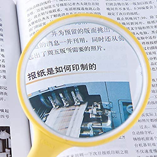 10X Optical Quality Handheld Magnifier Professional Magnifying Glass With Non-Slip Soft Rubber Handle For Seniors Maps Jewellery Hobbies (Yellow) #TOP4