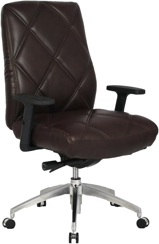 VIVA OFFICE Diamond Pattern High Back Bonded Leather Office Executive Chair Adjustable Armrest, Black