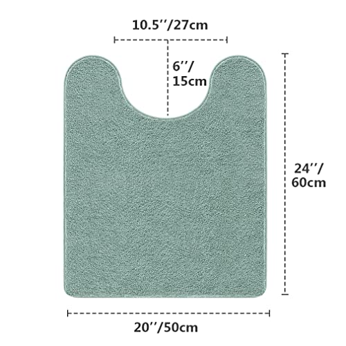 Image of VANZAVANZU Toilet Rugs for Bathroom U Shaped, Contour Bath Rugs for Toilet Bath Mats for Bathroom Non Slip Extra Soft Absorbant Microfiber Shaggy Thick Toilet Rugs U Shaped (U 20 inch*24 inch, Egg Blue)