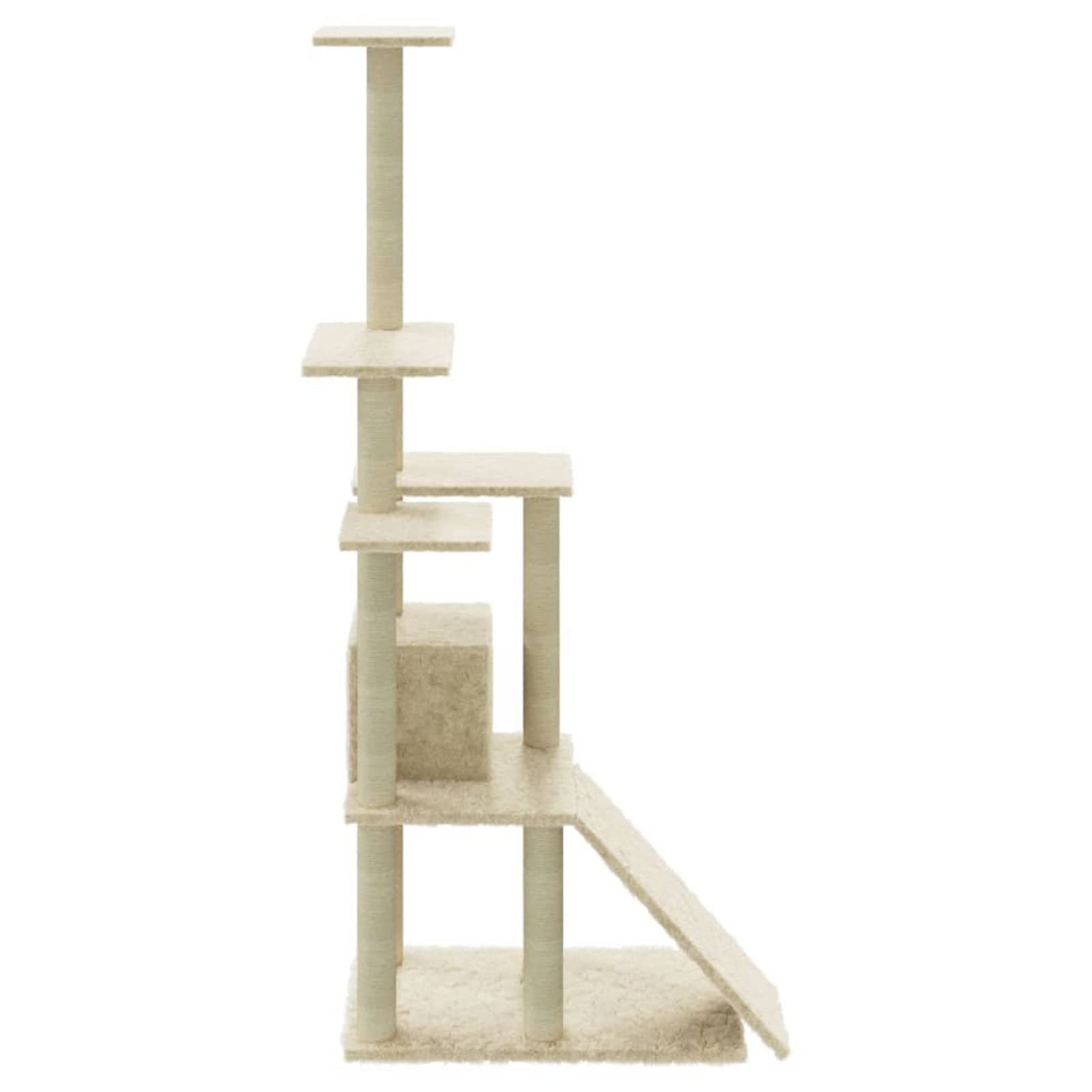 Homgoday Albero tiragraffi in sisal, color crema, 155 cm, tiragraffi a torre per gatti multilivello, centro attività per gatti da interno