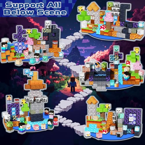 Image of 200 PCS 0.8in Magnetic Blocks - Magnet Toys, Magnetic Building Blocks Cubes, Stacking Magnets, School STEM Toys Birthday Gifts for Boys and Girls Age 3+ Years Old (Theme: Adventure World)