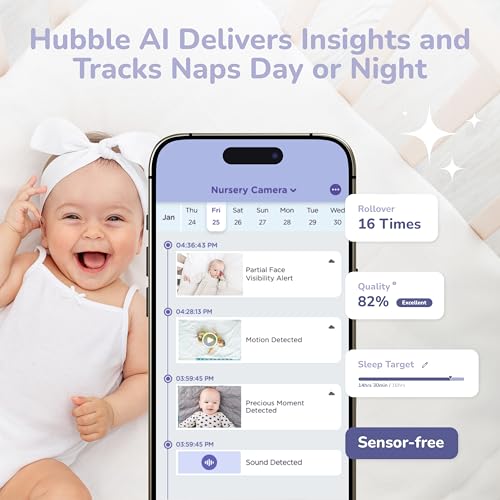 Image of HUBBLE CONNECTED GoBaby - 2K HD Baby Monitor Camera w /Advanced Monitoring, Covered Face & Rollover Detection, True Cry Alerts, Sleep Training & Smart Soother - w /Flexible Mount