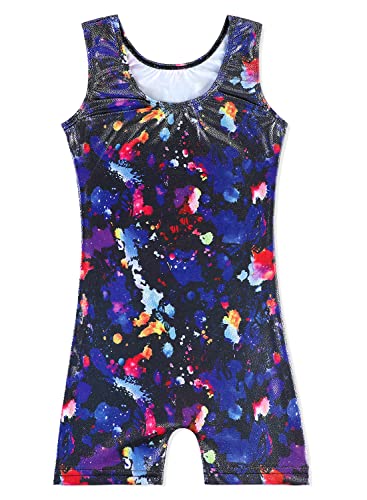 Leotards for Girls Gymnastics Toddler Dance Biketards Mermaid Unicorn Athletic Dance Wear Shiny Rainbow Blue Hotpink