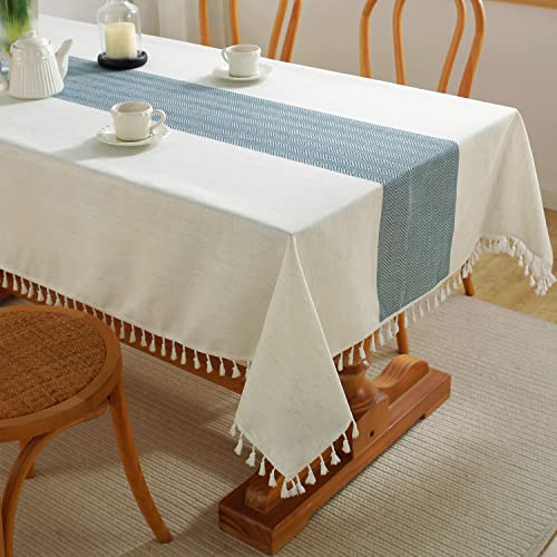 Jiale Table Cloth Rectangle Table, Heavy Duty Cotton Linen Waterproof Tablecloths Farmhouse Tablecloth, Soft And Wrinkle Free Table Cover With Tassels, 55''X70'', 4-6 Seats #TOP6