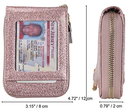 Outrip Rfid Small Credit Card Holder Wallets For Women Zipper Coin Purse With Keychain (Glitter Rose Gold) #TOP5