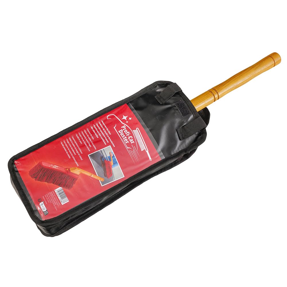 EUROtops Profi Car Duster – Cepillo de mano ideal para polen y limpieza de coche sin agua, flecos encerados, fibras de algodón, mango largo, conocido en Estados Unidos