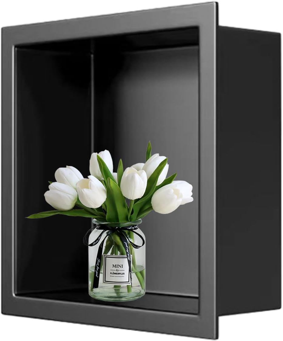 Waterproof Shower Niche Recessed,Built-in Shower Niche 304 Stainless Steel Bathroom Niche Cabinet Bathroom Shelves Grooves for Bathroom Shampoo Soap Toiletries No Need fo,BIDHCKQ52593