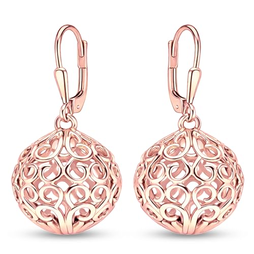 Image of TRUESILVER ACPL 925 Sterling Silver BIS Hallmarked Filigree Ball Leverback Drop Dangle Earrings for Women