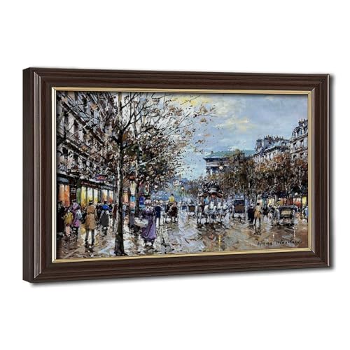 Impression sur toile d'Antoine Blanchard avec cadre à suspendre style rétro Paris
