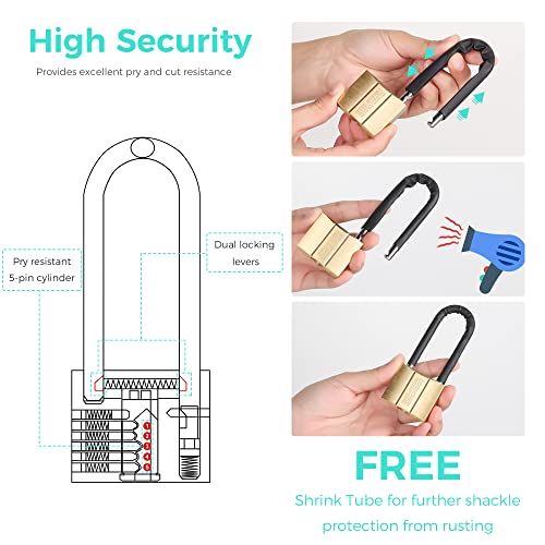 Image of 81 /40L-1P Long Shackle Keyed Padlock (Waterproof, Solid Brass Lock) for Sheds, Storage Unit, School, Gym Locker, Fence, Toolbox, Hasp, Storage - 1-9 /16 in. (40 mm L)