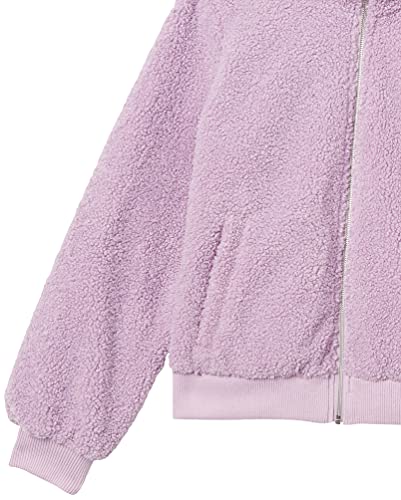 Amazon Essentials Women's Teddy Faux Shearling Funnel Collar Jacket, Lilac, Large #TOP4