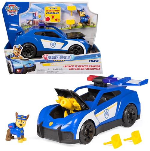 PAW PATROL - Search & Rescue: Launch N Rescue Cruiser Extragroßes Fahrzeug mit Chase Figur ca. 28cm Licht- und Soundeffekte Kinderspielzeug ab 3 Jahren