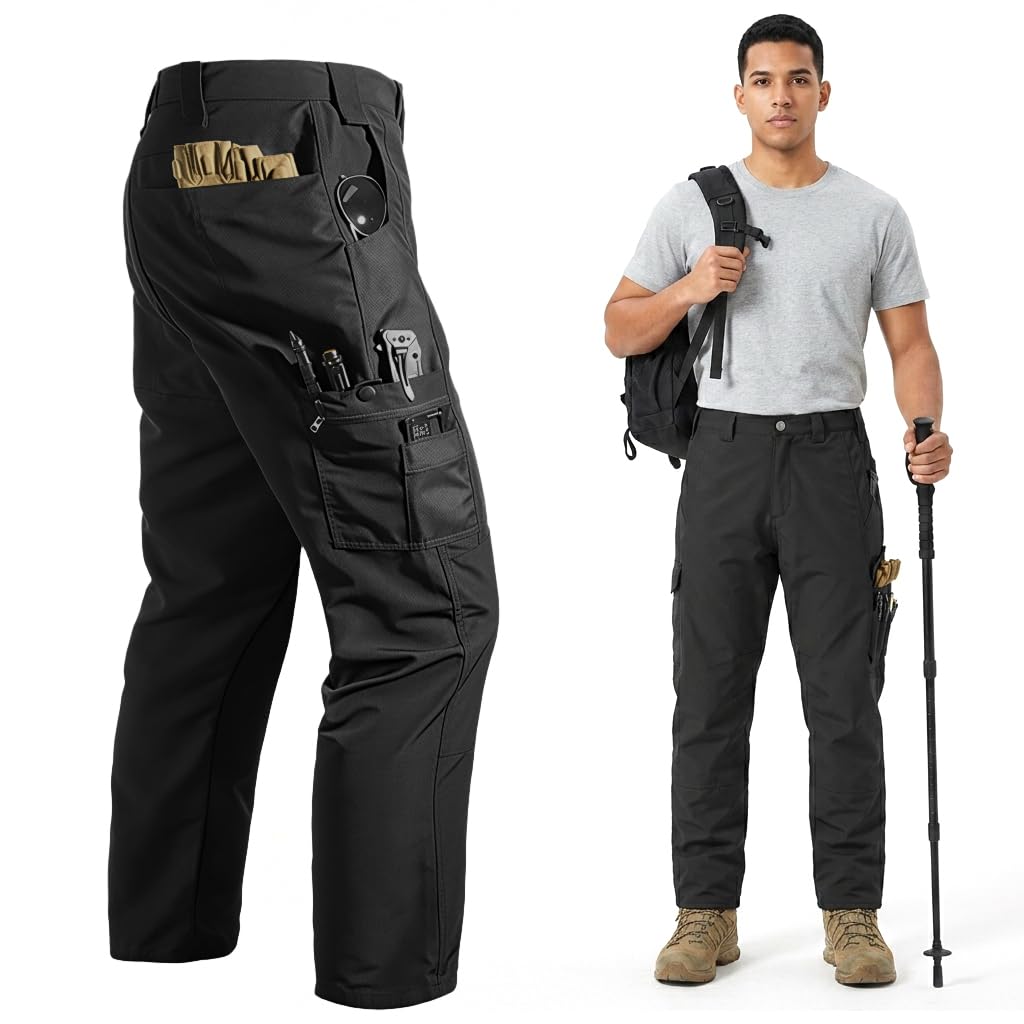 GUSTAVE® Men's Tactical Cargo Pants Multi-Pocket Work Pants, Ripstop Water-Resistant Utility Trousers with Tool Pockets, Outdoor Hiking Combat Pants for Construction, EDC, Hunting, Camping, M-L-picture-20
