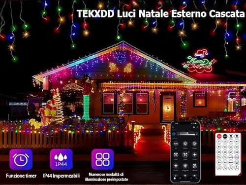 TEKXDD Icicle Outdoor Christmas Lights 400 LED 10M, 【APP Control】 Waterproof Warm White and RGB Icicle Lights, Remote +17 Modes + 4 Brightness + Timer + Speed, Xmas Lights Outdoor Decorations - Image 3