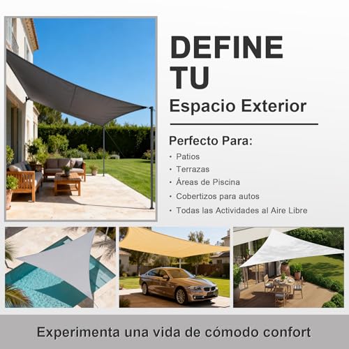 Toldo vela rectangular 2,5x3m impermeable para solucionar el calor en el patio 7