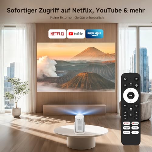 Beamer 4K mit Netflix, iSinbox 1200ANSI 4K Heimkino & Outdoor kurzdistanz Beamer, Smart projektor mit Dolby Audio, Autofokus & Trapezkorrektur, WiFi 6＆ Bluetooth 5.4, HDR10+, Dual-Mode Standfuß