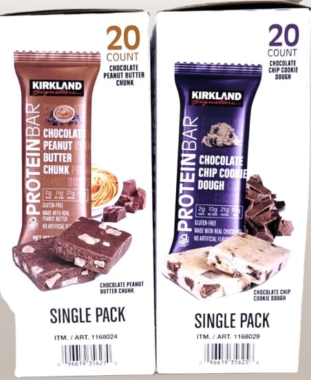 Miniatura 3 de Paquete variado de barras de proteínas_ Kirkland Signature Masa de galletas con chispas de chocolate, trozos de mantequilla de maní de chocolate.