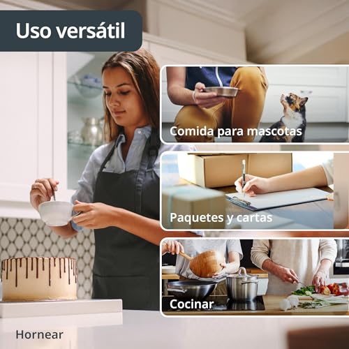 ADE Báscula digital de cocina con capacidad de carga de 15 kg, báscula de gramo precisa, gran pantalla con números luminosos, incluye pilas AAA, diseño redondeado, color negro - imagen 5