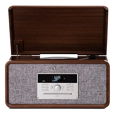 Auna Tocadiscos Vintage con Altavoces y Bluetooth Cover