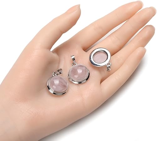 Miniatura 3 de Adabele G2P-K3 - Colgante de piedras preciosas redondas curativas de cuarzo rosa natural para hacer manualidades