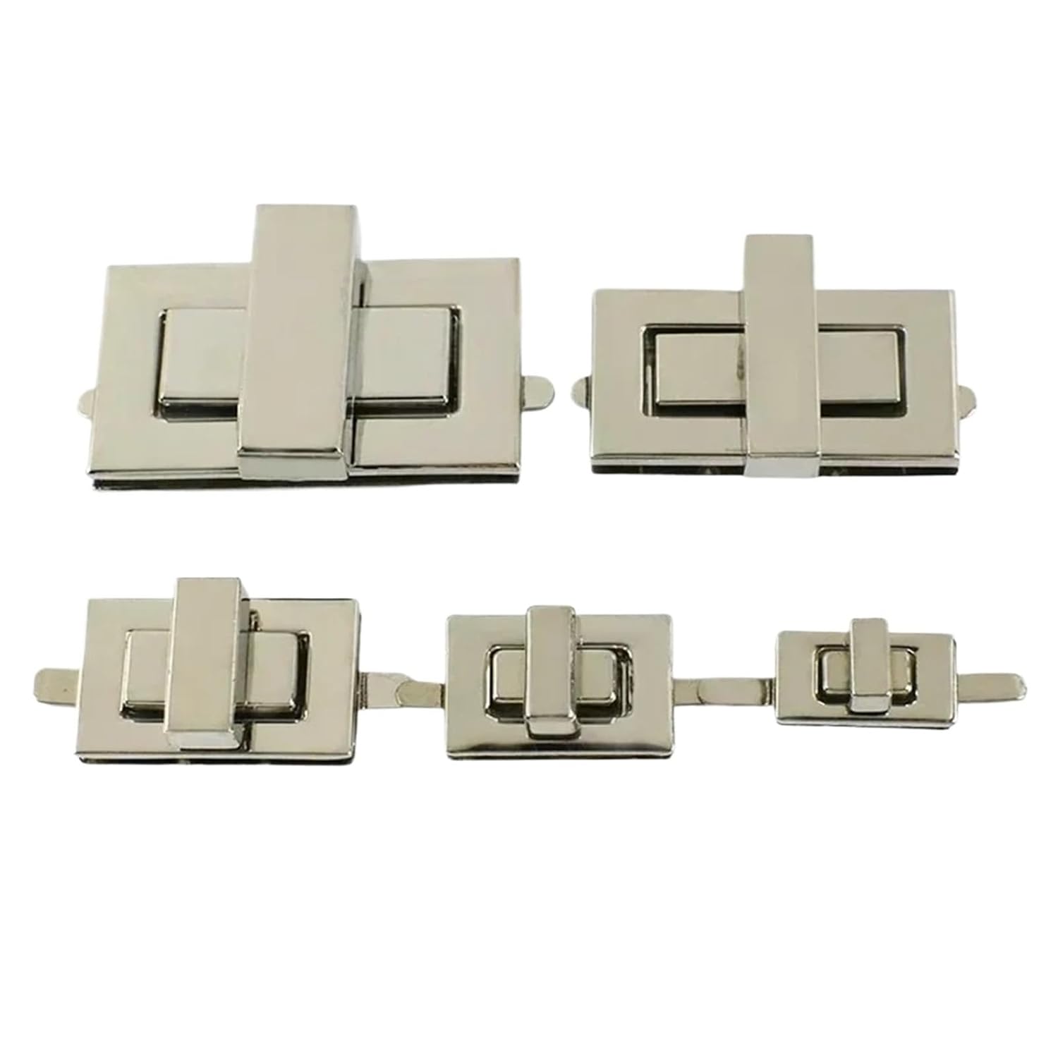 Twist Locks 10Pcs Square Bag Lock Metal Buckles Turn Twist Handbag Clasp Purse Wallet Closure Buckle Repair Kit(LightGold,44x22mm)
