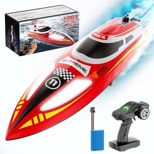 ToyGhillied Lancha RC, lancha teledirigida de alta velocidad, barcos de carreras RC al aire libre para adolescentes y adultos (versión RTR)