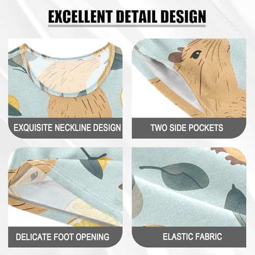 ALAZA Cute Capybara Lemon Fruit Pajamas Short Sleeve 2 Piece Sleepwear Top and Bottom Pajama Set Unisex4