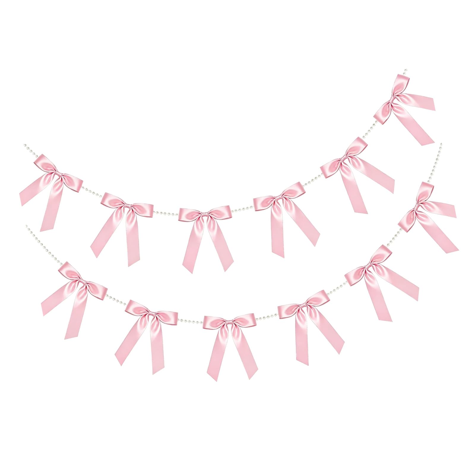 Oxxggkao Of 2 Delicate Pearls Beaded Bows Streamers Garlands Banners for Wall and Table Decoration Stone Bend Wreath