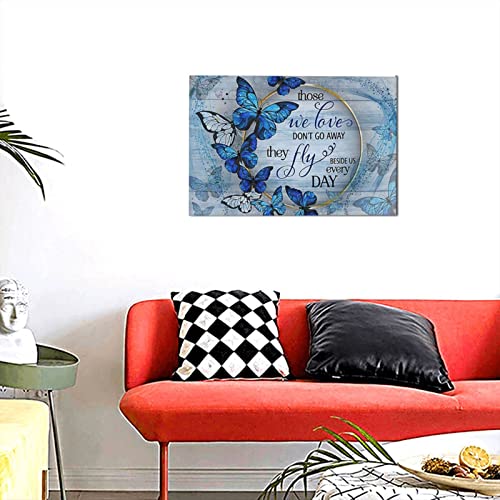 Inspirational Blue Butterfly Wall Art Butterfly Decor For Bathroom Blue Wall Art For Office Butterfly Room Decorations Art Paintings Blue Butterfly Picture Decor For The Home Framed Wall Art 12"X18" #TOP3