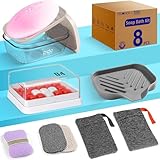 8-Piece Soap Bath Kit with Travel Soap Case Holder Dish Bag Saver, Lathering Pouch for Home, Travel, Camping, Gym, Hotel(Clear)