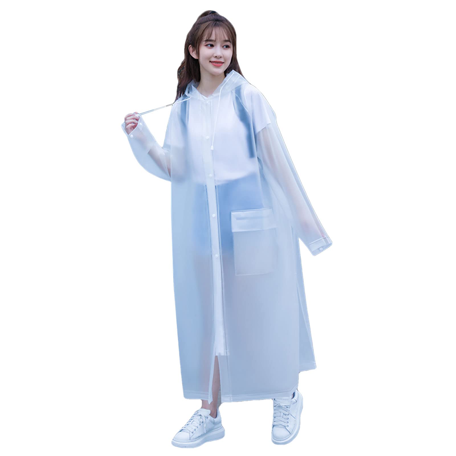 Vêtements de pluie adulte imperméables poncho réutilisable blanc léger