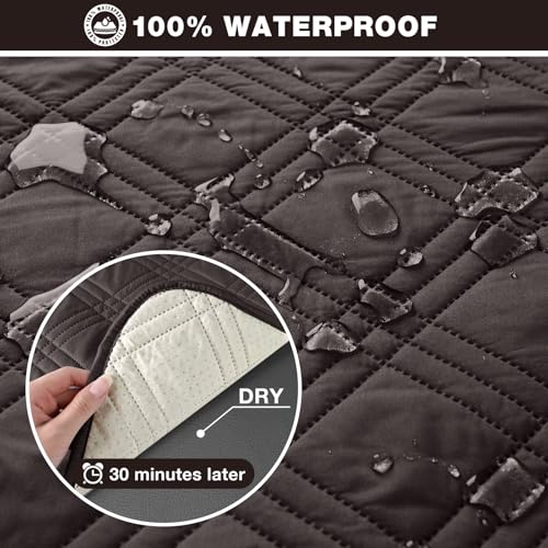 Image of TAOCOCO 100% Waterproof Recliner Sofa Covers 3 Seater, Split Couch Covers for Reclining Couches for Kids Pets, Non Slip Reclining Couch Covers Furniture Protector with Straps(3 Seater, Coffee)
